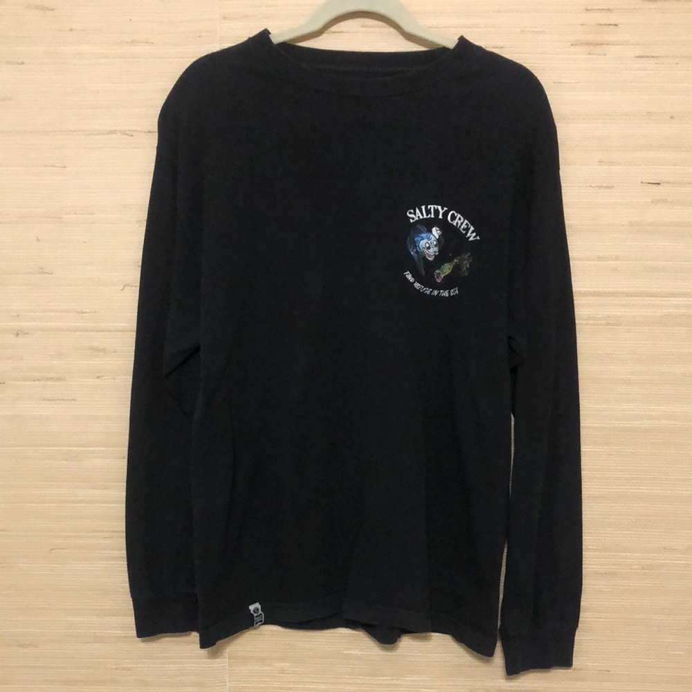 Salty Crew Graphic Black Men's Long Sleeve Shirt Medium Find Refuge in the Sea